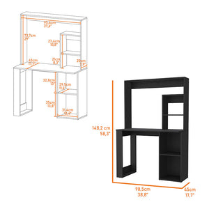 English Elm Computer Desk With Hutch & Storage Shelves In Wenge - Stylish, Space-Saving Solution For Home Office B062111732