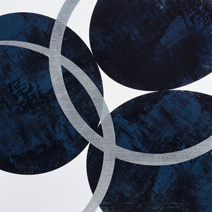 English Elm Silver Celestial Orbit 2-Piece Canvas Wall Art Set – Navy Abstract with Silver Foil, Gloss Gel Finish, 24"x36" B03596689