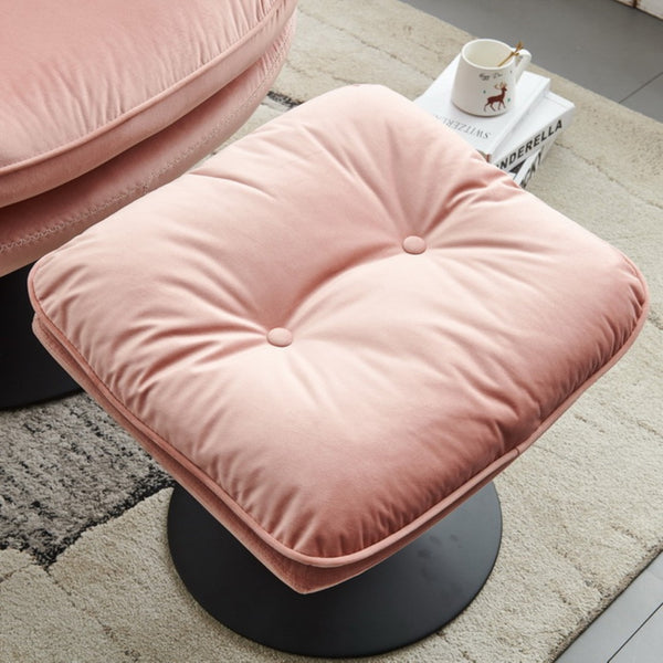 English Elm Swivel Velvet Lounge Chair with Matching Ottoman for Living Room Reading Nook Pink W1805111815