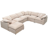 English Elm Oversized Modular Sectional Sofa With Ottoman L Shaped Corner Sectional For Living Room, Office, Spacious Space