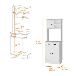 English Elm Palmer 2-Door Kitchen Cabinet With Microwave Shelf & Open Storage - Stylish White Pantry Solution B062111740-GIGA