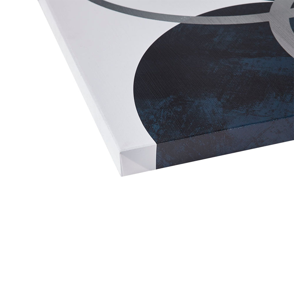 English Elm Silver Celestial Orbit 2-Piece Canvas Wall Art Set – Navy Abstract with Silver Foil, Gloss Gel Finish, 24"x36" B03596689