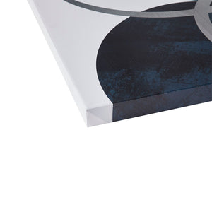 English Elm Silver Celestial Orbit 2-Piece Canvas Wall Art Set – Navy Abstract with Silver Foil, Gloss Gel Finish, 24"x36" B03596689