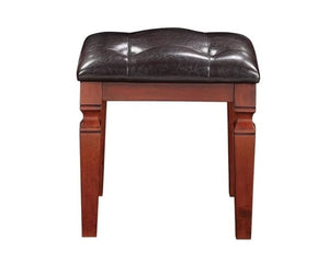 English Elm Traditional Tri-drawer Vanity Set with Tufted Stool Adjustable Mirror Bedroom Elegance Cherry B011111846