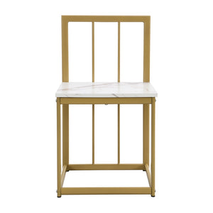 English Elm Topmax Faux Marble 7 Piece Dining Set Seats Six with Iron Frame Modern Glam Appeal Golden+White N717S000017G