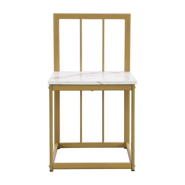English Elm Topmax Faux Marble 7 Piece Dining Set Seats Six with Iron Frame Modern Glam Appeal Golden+White N717S000017G