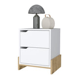 English Elm Ralston 2-Drawer Nightstand In White and Macadamia