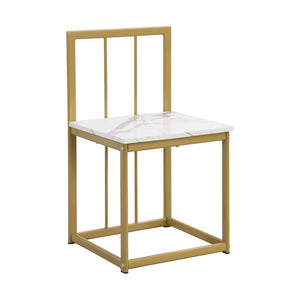 English Elm Topmax Faux Marble 7 Piece Dining Set Seats Six with Iron Frame Modern Glam Appeal Golden+White N717S000017G