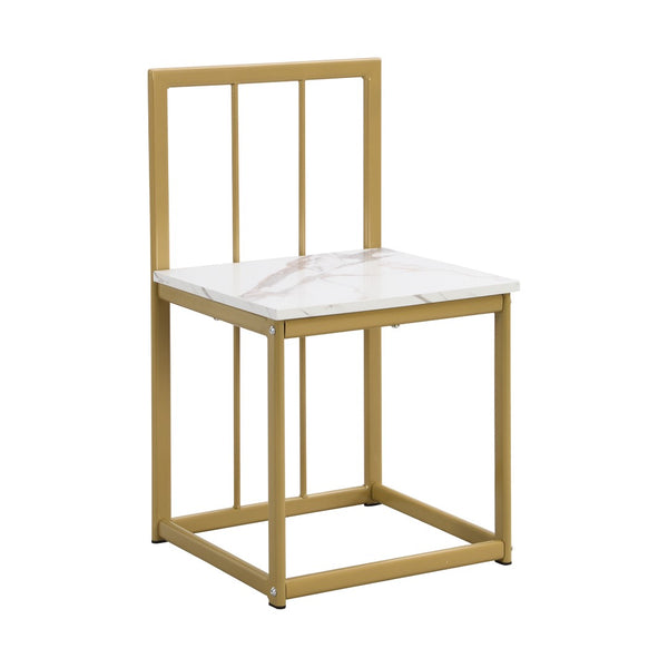 English Elm Topmax Faux Marble 7 Piece Dining Set Seats Six with Iron Frame Modern Glam Appeal Golden+White N717S000017G