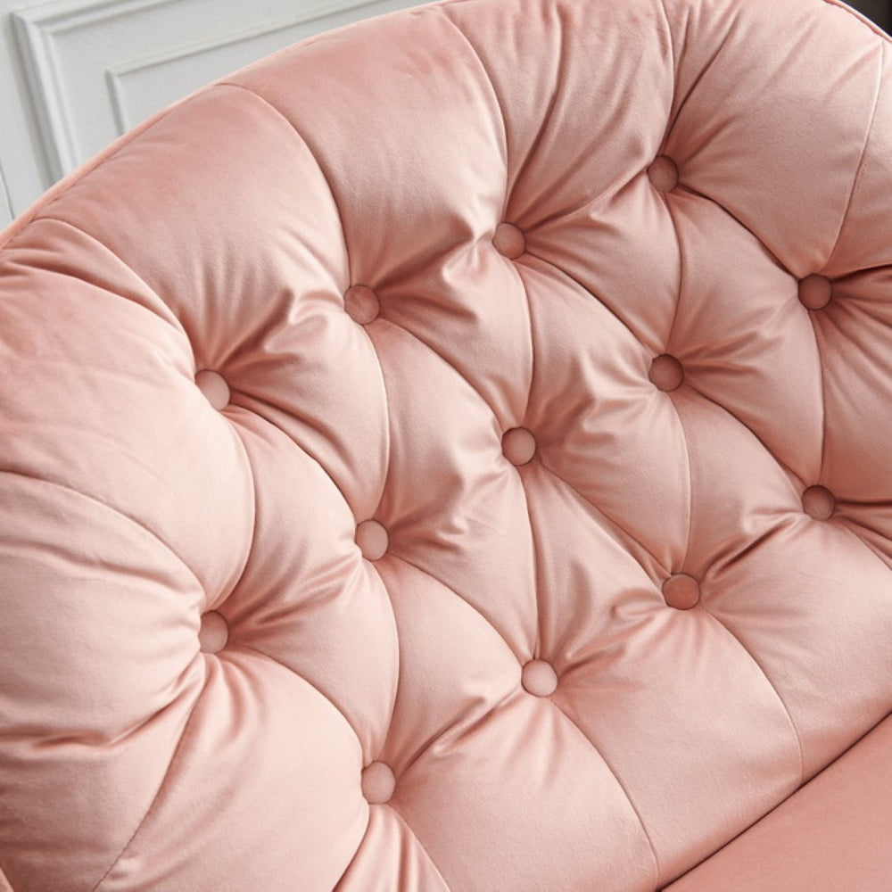English Elm Swivel Velvet Lounge Chair with Matching Ottoman for Living Room Reading Nook Pink W1805111815