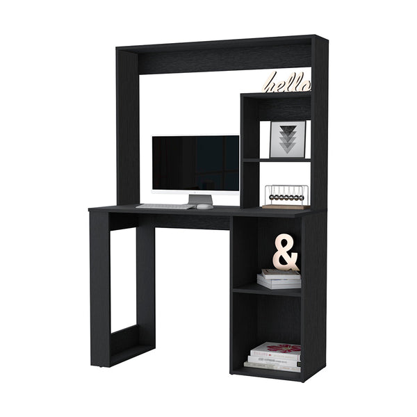 English Elm Computer Desk With Hutch & Storage Shelves In Wenge - Stylish, Space-Saving Solution For Home Office B062111732