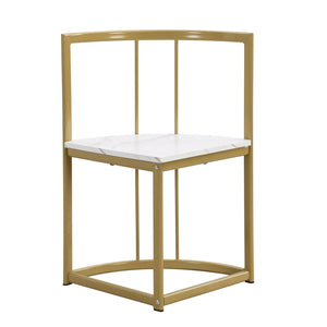 English Elm Topmax Faux Marble 7 Piece Dining Set Seats Six with Iron Frame Modern Glam Appeal Golden+White N717S000017G