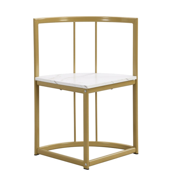 English Elm Topmax Faux Marble 7 Piece Dining Set Seats Six with Iron Frame Modern Glam Appeal Golden+White N717S000017G