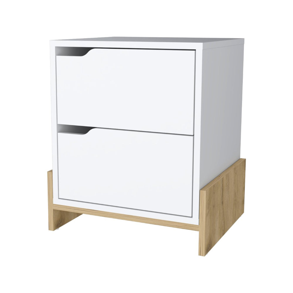English Elm Ralston 2-Drawer Nightstand In White & Macadamia - Stylish Storage Solution For Modern Bedrooms B062111736-GIGA