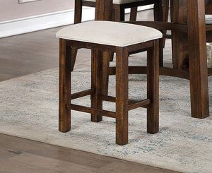 English Elm Set of 2 Rustic Oak Slat Back Counter Stools with Welt Trimmed Cushioned Seats B011111840