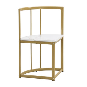 English Elm Topmax Faux Marble 7 Piece Dining Set Seats Six with Iron Frame Modern Glam Appeal Golden+White N717S000017G