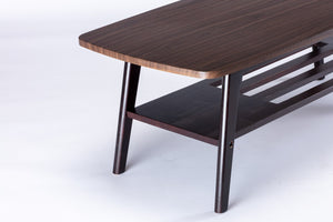English Elm Bahamas Espresso Wood Coffee Table with Open Shelf and Flared Legs for Living Rooms B06178460