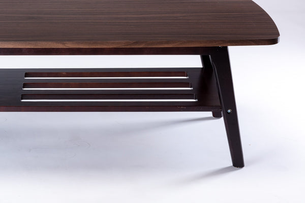 English Elm Bahamas Espresso Wood Coffee Table with Open Shelf and Flared Legs for Living Rooms B06178460