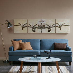 English Elm Triptych Flight Time 3-Piece Canvas Wall Art Set by Doug Hernandez — Glossy Gel Coat Airplane Triptych, Fade-Resistant Decor B03596402