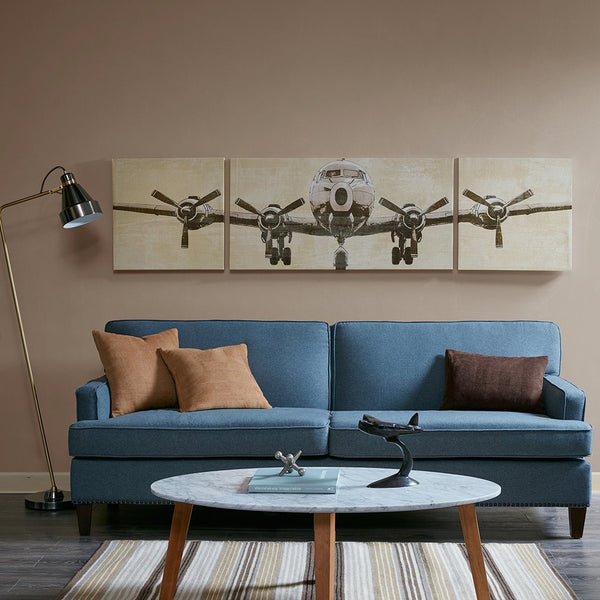 English Elm Triptych Flight Time 3-Piece Canvas Wall Art Set by Doug Hernandez — Glossy Gel Coat Airplane Triptych, Fade-Resistant Decor B03596402