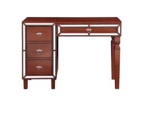 English Elm Traditional Tri-drawer Vanity Set with Tufted Stool Adjustable Mirror Bedroom Elegance Cherry B011111846