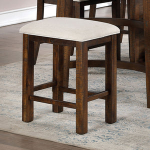 English Elm Set of 2 Rustic Oak Slat Back Counter Stools with Welt Trimmed Cushioned Seats B011111840