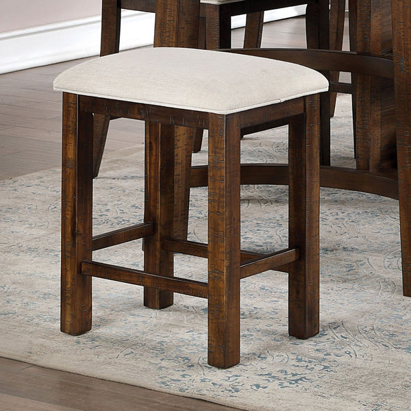 English Elm Set of 2 Rustic Oak Slat Back Counter Stools with Welt Trimmed Cushioned Seats B011111840