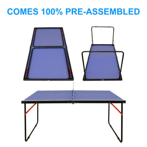 English Elm 4.5ft Foldable Ping Pong Table Mdf Surface Preassembled Set for Indoor Play W140860518