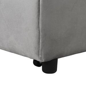 English Elm Folding Ottoman Sofa Bed Gray Upholstered Convertible Sleeper for Studio or Guest Room W214104023