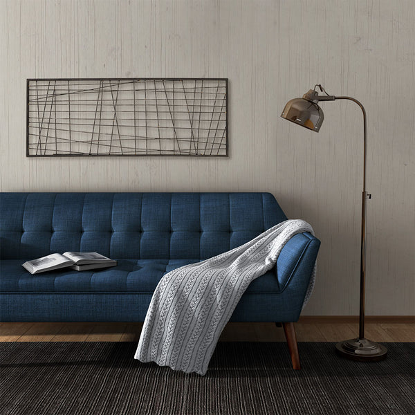 English Elm Distressed Black Metal Wall Decor by INK+IVY — 35.4" Industrial Iron Black Wire Grid Art for Living Room B03596592