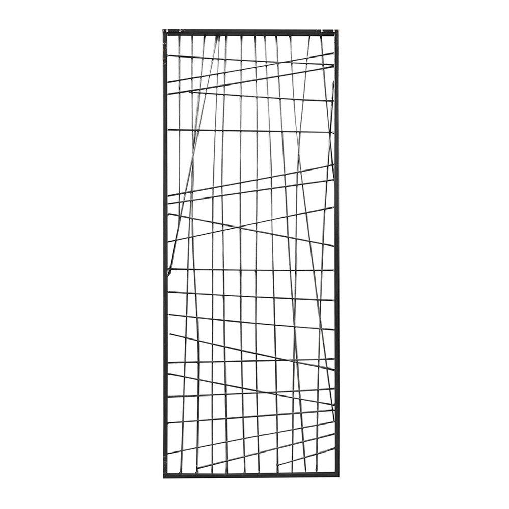 English Elm Distressed Black Metal Wall Decor by INK+IVY — 35.4" Industrial Iron Black Wire Grid Art for Living Room B03596592