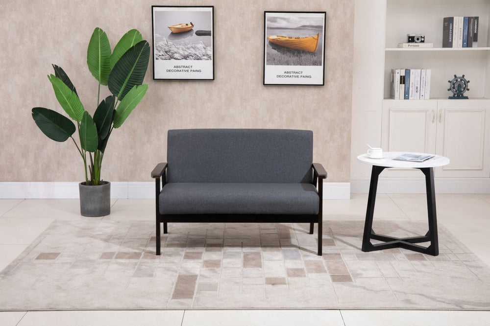 English Elm Bahamas Compact Loveseat with Espresso Wood Frame and Sophisticated Gray Upholstery B06178458
