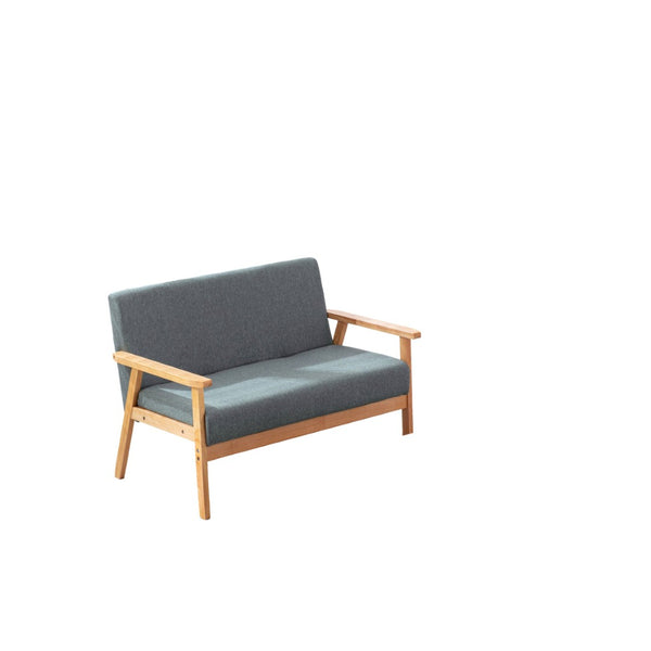 English Elm Bahamas Compact Gray Upholstered Loveseat with Solid Wood Arms for Modern Living B06178461