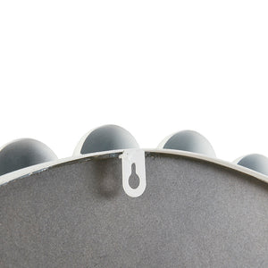 English Elm Beaded Marlowe 36" Round Wall Mirror Matte White Foil Iron Frame Glam Accent with Keyhole Hook B03599373