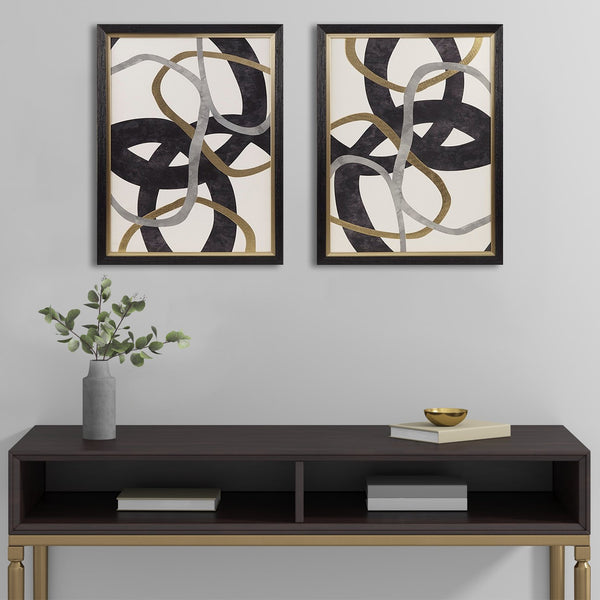 English Elm Gold Foil Abstract Framed Canvas Set by Madison Park – 2-Piece Black, Grey & Gold Modern Wall Art B03598857