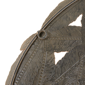 English Elm Textured Feather 3-Piece Metal Disc Wall Art Set — Neutral Spice & Rust Iron Finish, Feather Cutouts for Easy Hanging and Layered Decor B03598812