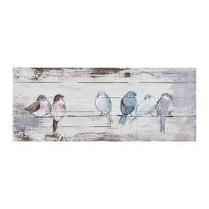 English Elm Hand Painted Perched Birds Wood Plank Panel Wall Art 30x12" Rustic Farmhouse Charm by Elle Summers B03598783