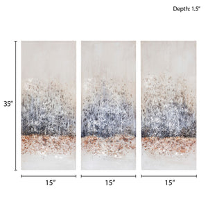 English Elm Hand Madison Park Twilight Mystere Embellished 3-Piece Canvas Set – Blush Grey Abstract Glam Texture B03598841