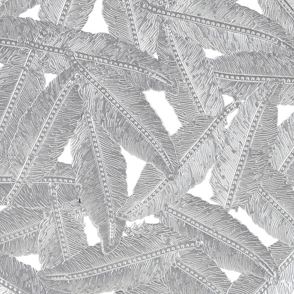 English Elm Textured Feather 3-Piece Metal Disc Wall Decor Set - Grey Silver Feathers, Rustic Modern Accent Art B03598805