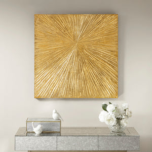 English Elm Hand Painted Sunburst Dimensional Resin Wall Art with Textured Abstract Burst 30x30 Modern Accent Gold 32.68 L x 32.68 W x 1.97 H B03599362