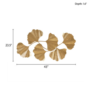 English Elm Gold Foil Metal Ginkgo Leaf Wall Decor by Martha Stewart — 43" Luxurious Gold Foil Iron Sculpture for Modern Transitional Spaces B03599409