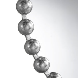 English Elm Beaded Marlowe Round Wall Mirror 36" – Antique Metallic Silver Beaded Iron Frame, Modern Glam Decor B03599275