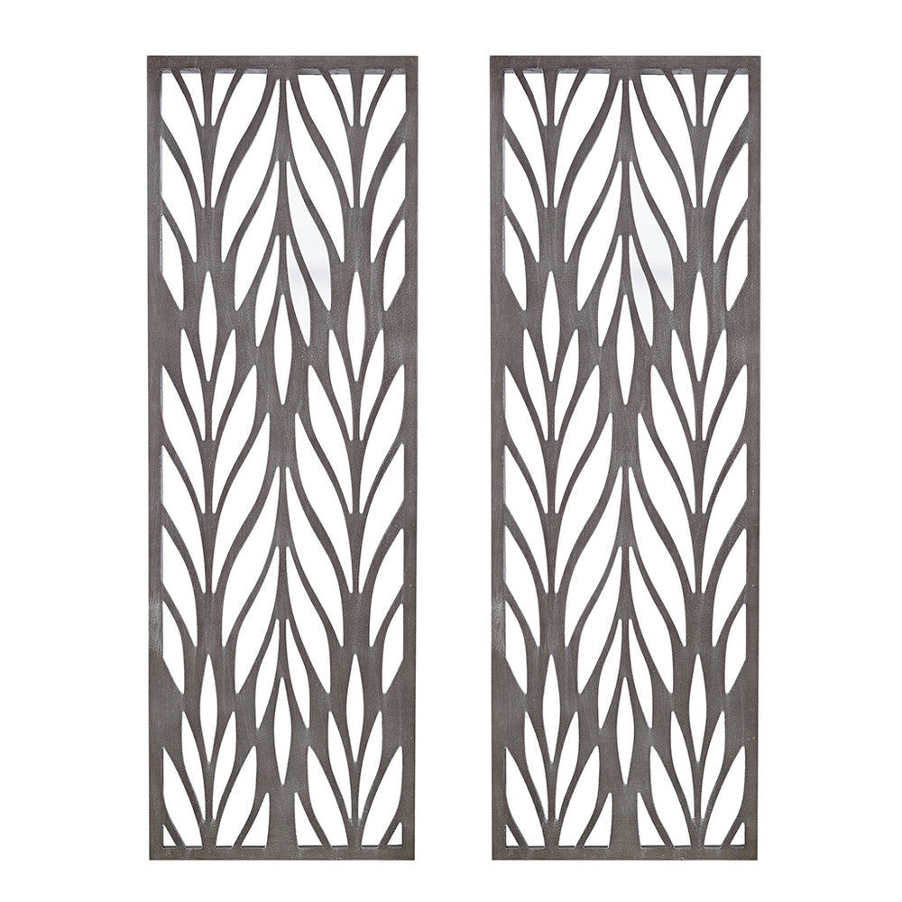 English Elm Grey Laser Cut Wood 2-Piece Panel Wall Decor Set by Madison Park — Reclaimed Botanical MDF Art, Versatile Vertical/Horizontal Hanging B03598808