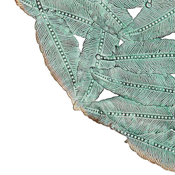 English Elm Textured Feather 3-Piece Metal Disc Wall Decor Set – Blue Iron Finish, Feather Cutouts, Easy Mounting, Trio B03597680