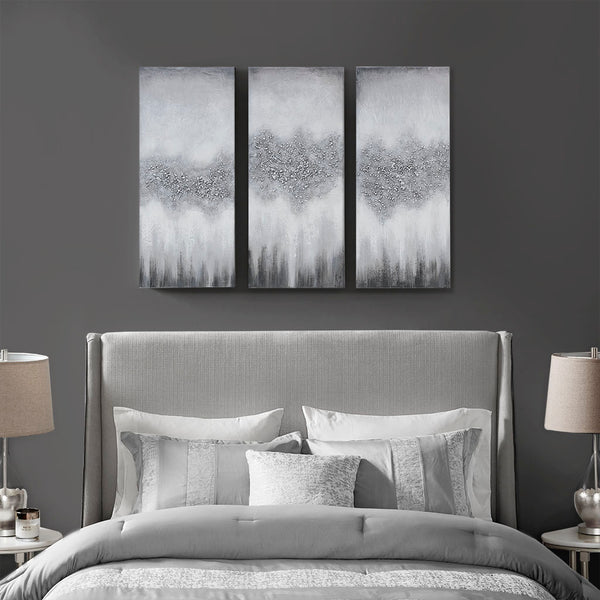 English Elm Heavily Embellished Madison Park Glimmer 2-Piece Canvas Wall Art Set with Metallic Texture and Sparkle Grey 37 L x 6 W x 18 H B03598856