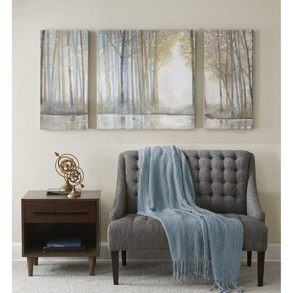 English Elm Triptych Forest Reflections 3-Piece Canvas Wall Art Set by Norman Wyatt Jr. – Serene Pond Landscape, Textured Gel Finish, Easy Hang B03598818