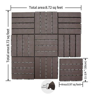 English Elm Patio Composite Interlocking Floor Tiles Four Slat Drainage Design for Balcony Deck Brown W1859P181793