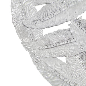 English Elm Textured Feather 3-Piece Metal Disc Wall Decor Set - Grey Silver Feathers, Rustic Modern Accent Art B03598805