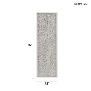 English Elm Laser Cut Tree Framed Panel Wall Decor by Madison Park – Laurel Branches Botanical Art with Whitewashed Fir Frame, 12x36" Grey 38.98 L x 1.97 W x 15.35 H B03598802