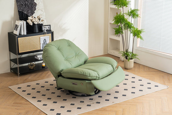 English Elm Power Recliner 270° Swivel Glider with Bluetooth Speakers, USB Charger, Phone Holder & Snack Storage Green W1752106961